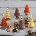 Gold metallic tree candle h.12 Ø7 cm.webp