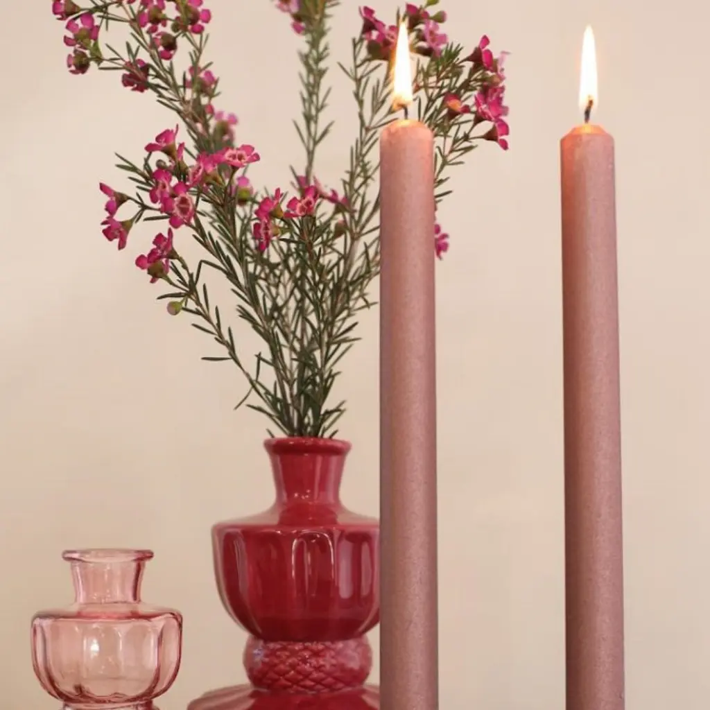 Bliss dinner candle Ø2,2 h.25 cm pink set 3.webp