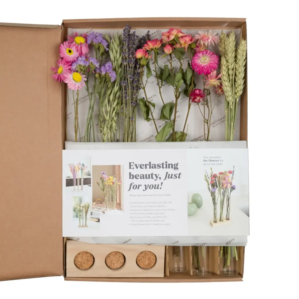 Flowers in Gift box with Vases - Pink