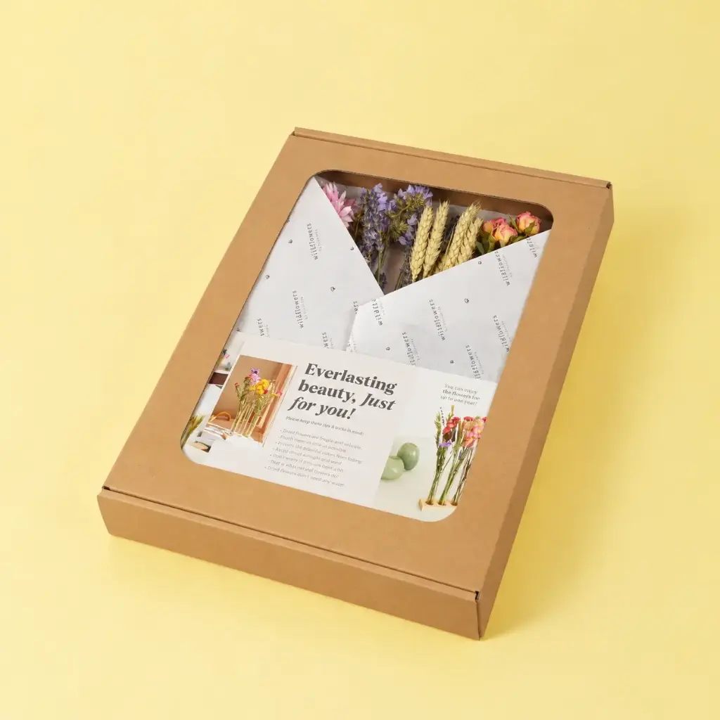 Giftbox – Dried Flowers in Giftbox with Vases – Pink