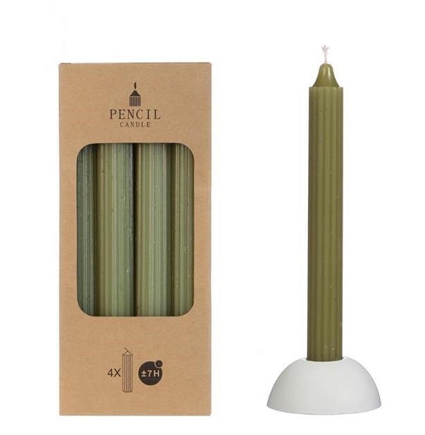  Pencil candle h.20 Ø2.2 cm  - Moss Green - set 4