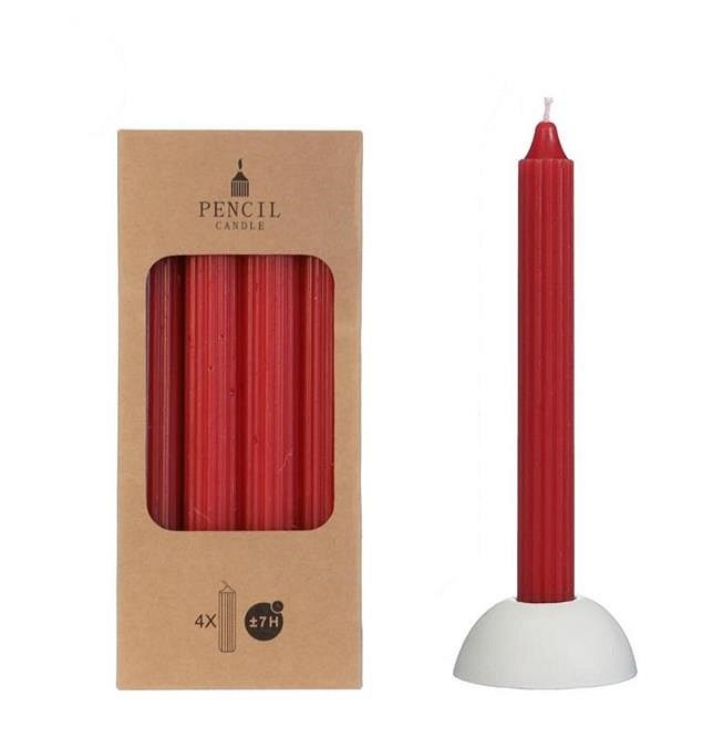  Pencil candle h.20 Ø2.2 cm - Red - set 4