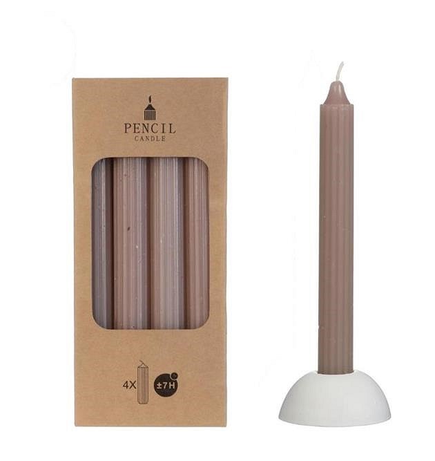  Pencil candle h.20 Ø2.2 cm  - Taupe - set 4