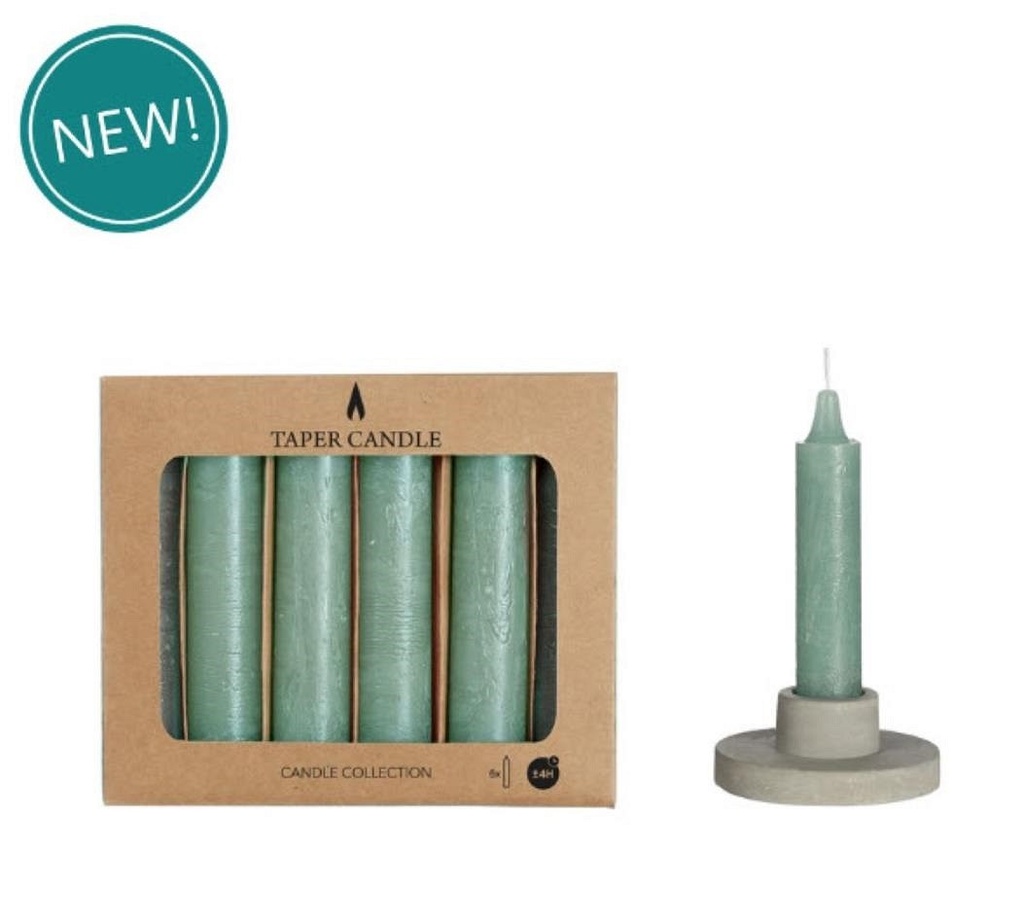 Taper candle h.11cm Ø2.15 cm eucalyptus green set 6