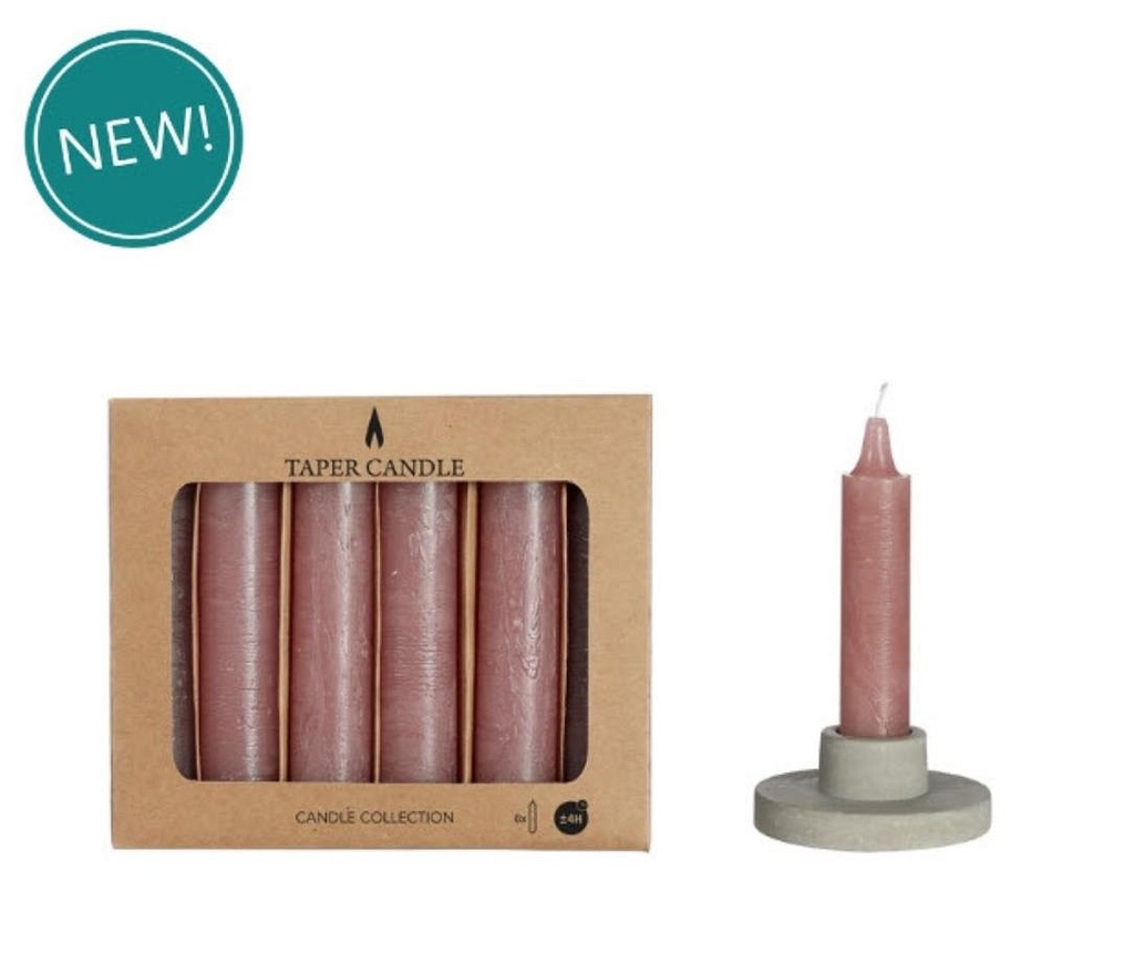 Taper candle h.11cm Ø2.15 cm mauve set 6