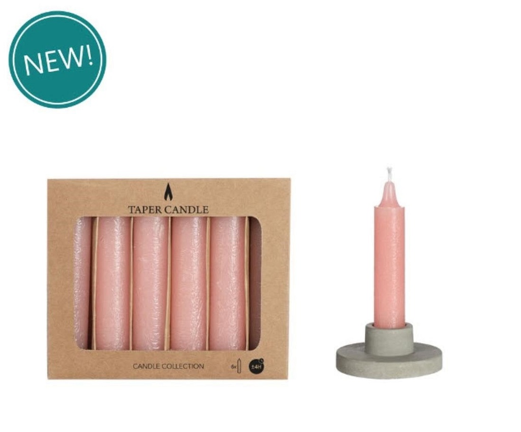 Taper candle h.11cm Ø2.15 cm pink set 6