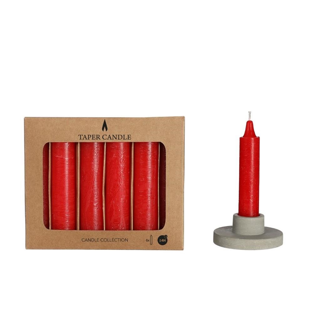 Taper candle h.11cm Ø2.15 cm Red set 6 