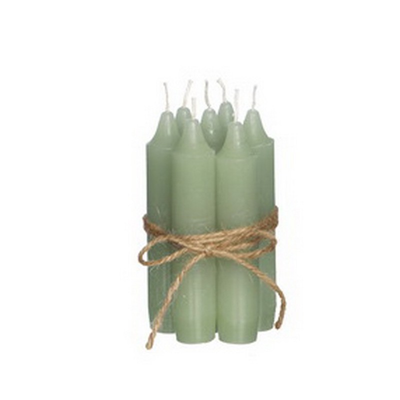 Taper candle h.11 cm set 7 dusty green