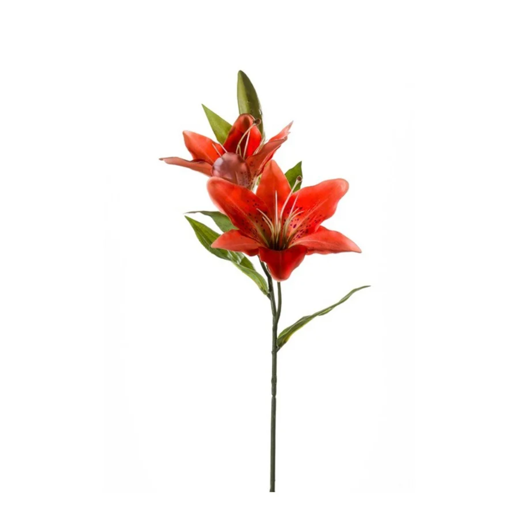 Lily artificial spray x2 65cm orange