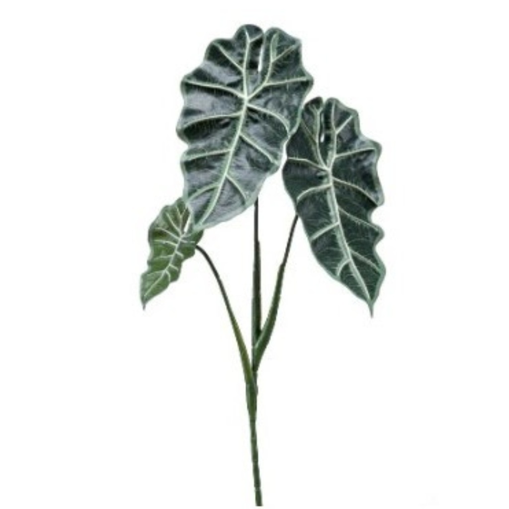 Alocasia Artificial spray x3 green/burgundy 75cm