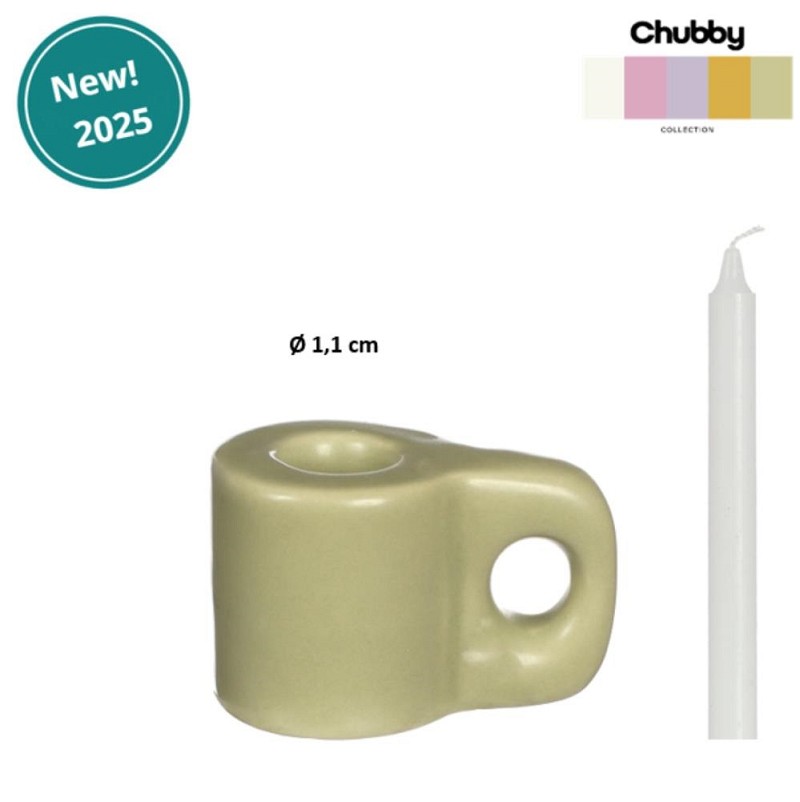 Chubby candle holder l.8 x w.5.5 x h.3.3 cm jade green