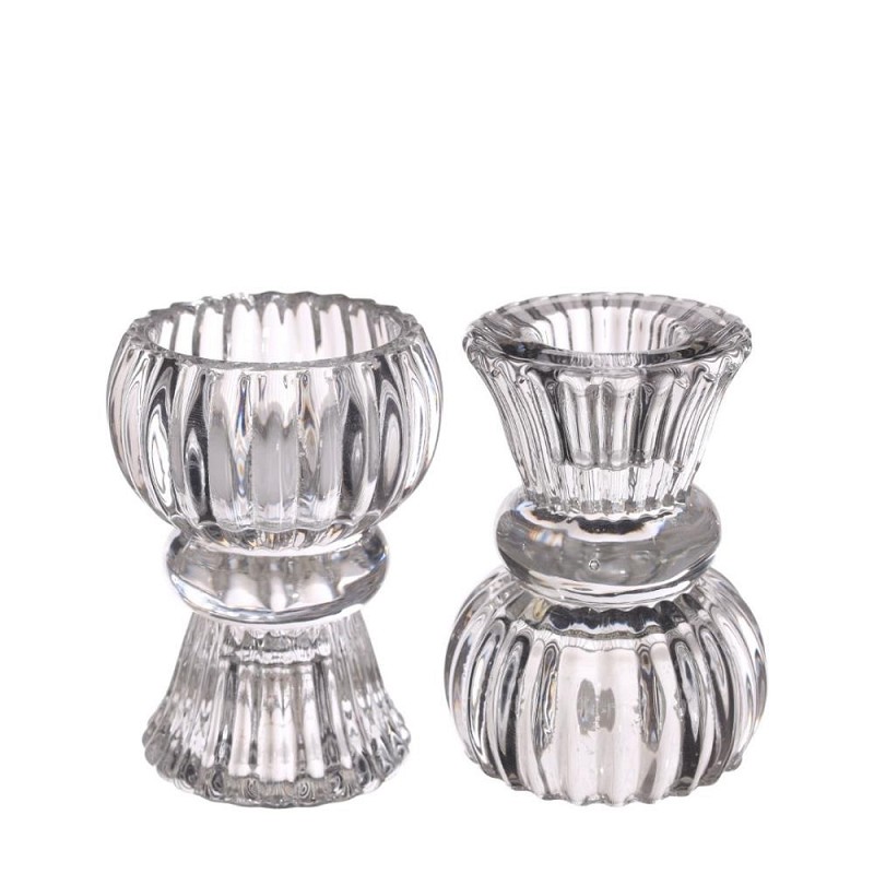 Duo candle holder Nora Ø6 x h.8 cm clear