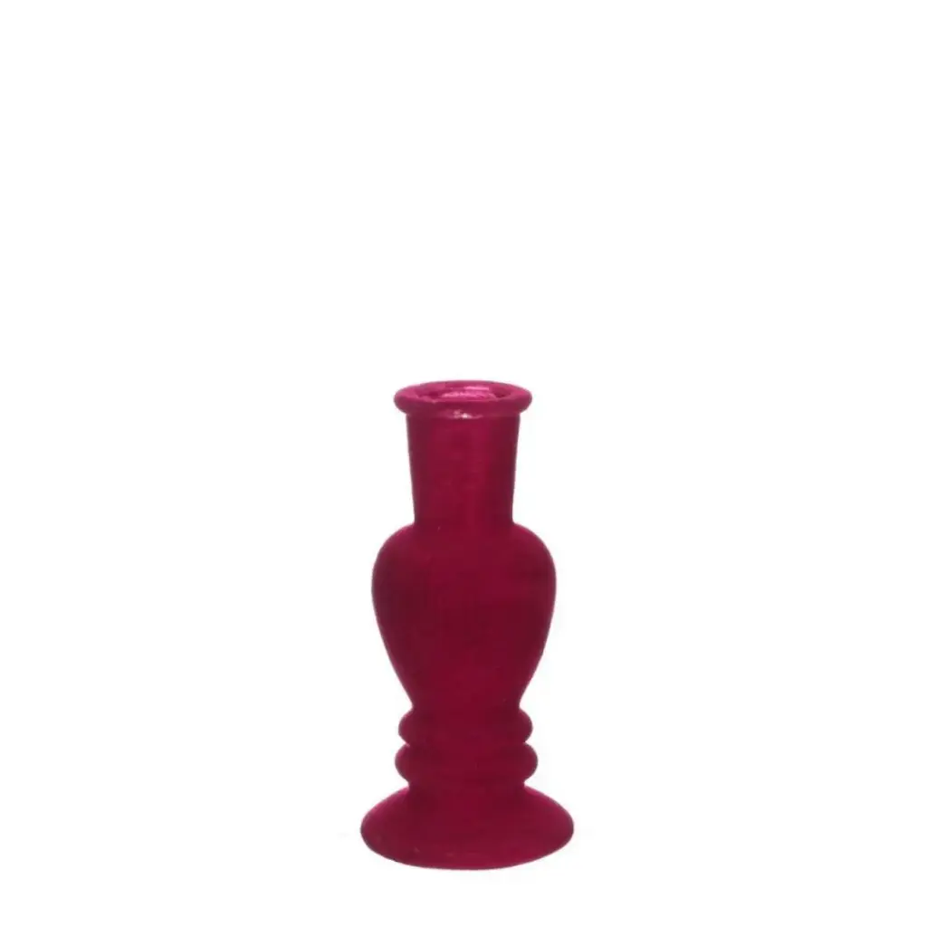 Venice Candle Vase velvet flock h.16 Ø6 cm cherry