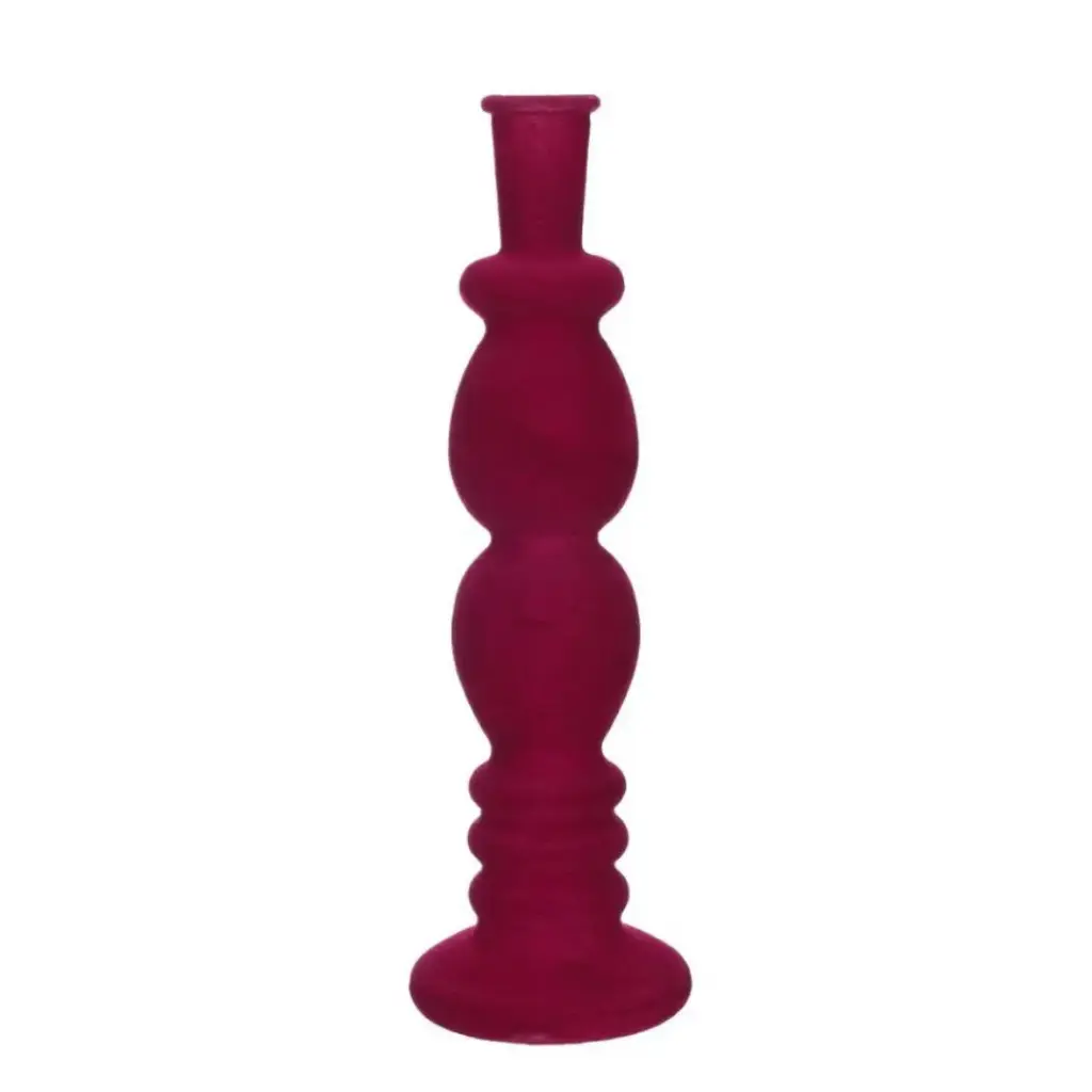 Florence Candle Vase velvet flock h.28 Ø9 cm cherry