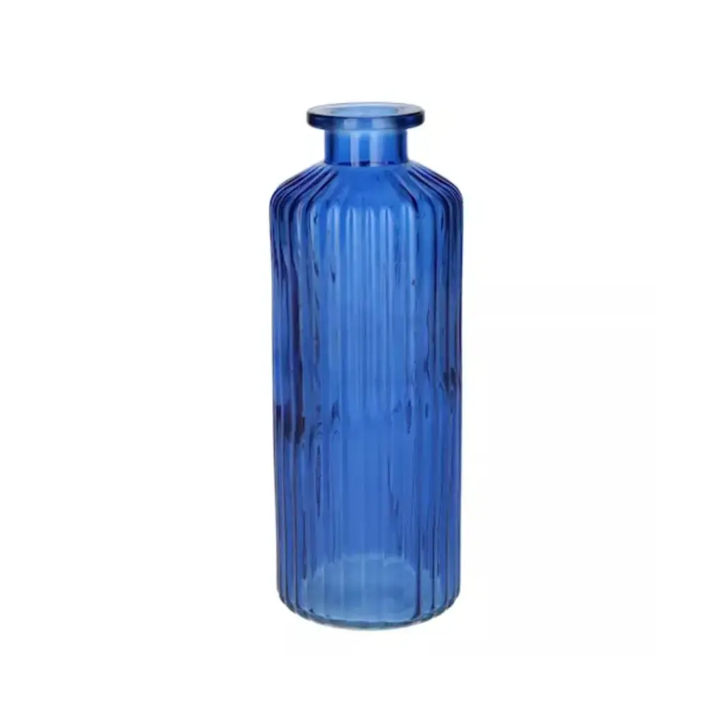 Bottle Caro Lines Transparent Cobalt Blue Medium 20cm