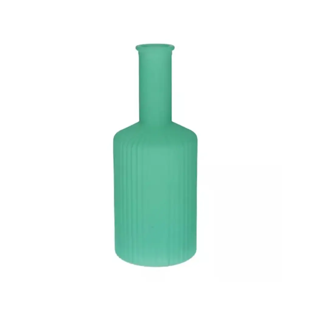 Vase Caro Lines Neck Matte Turquoise 20.5cm