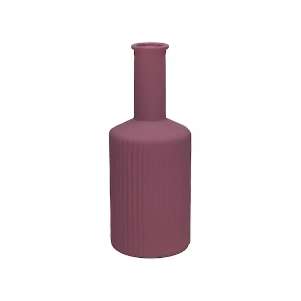 Vase Caro Lines Neck Matte Aubergine 20.5cm