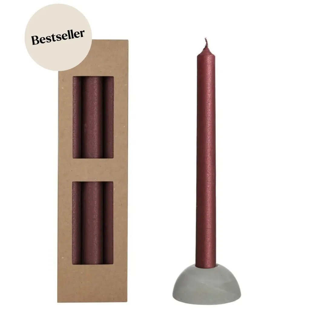Bliss dinner candle Ø2,2 h.25 cm Burgundy set 3