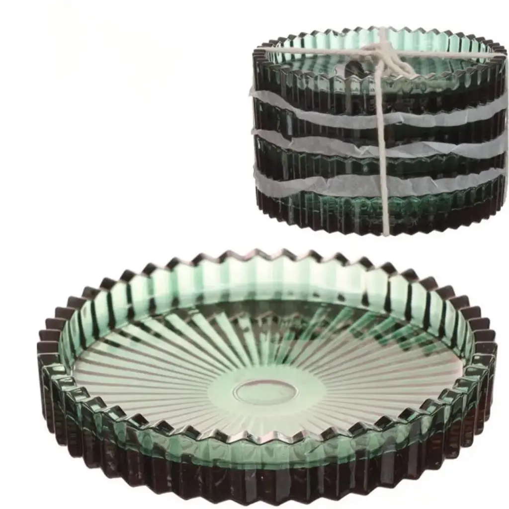 Set of 4 Glass Dishes Kate Ø10 x H6.5 cm –  Dark Green