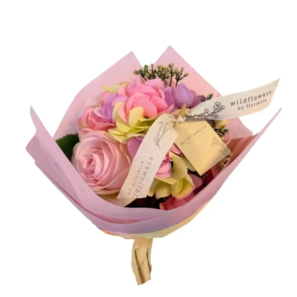 Classic Artificial Bouquet Small - Hydrangea Rose Pink