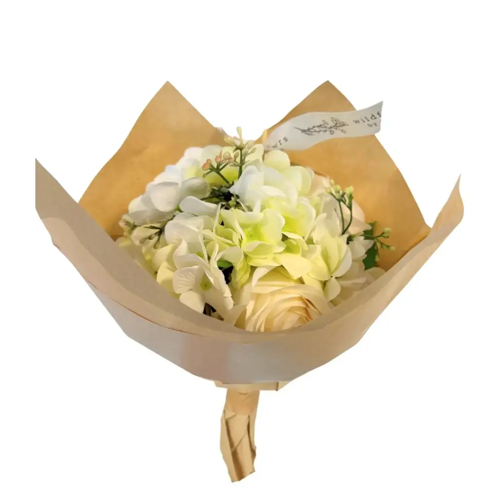 Classic Artificial Bouquet Small - Hydrangea Rose White