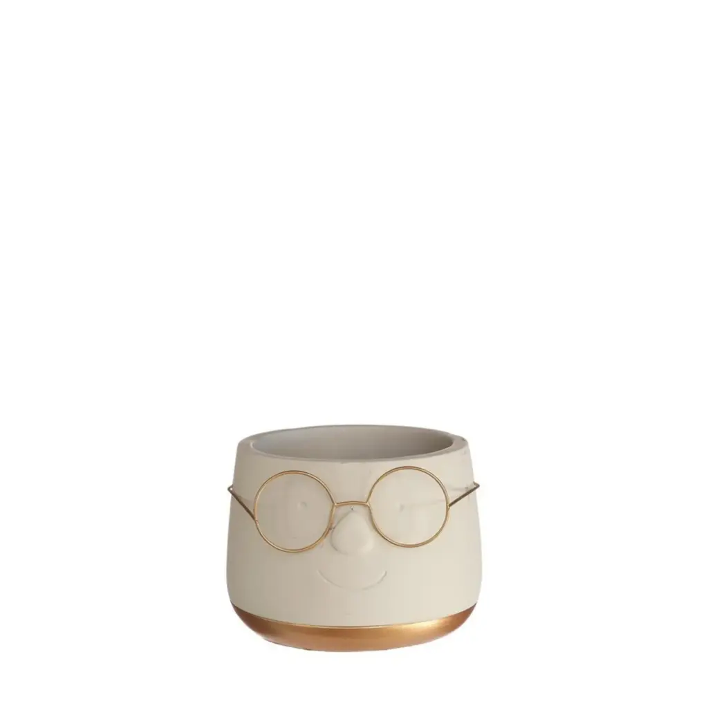 Pot with glasses Ø12 h.8,8 cm gold