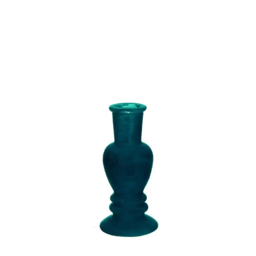 Venice Candle Vase velvet flock h.16 Ø6 cm dark green
