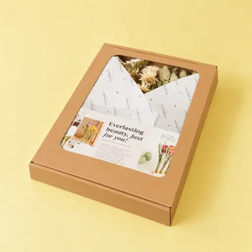 [FLBV50-N] Flowers in Gift box with Vases - Natural