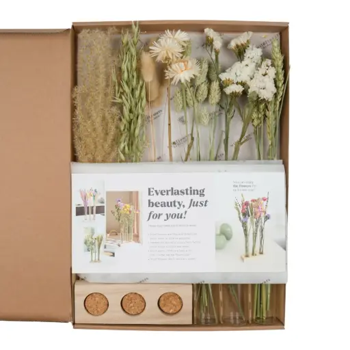 [FLBV50-N] Flowers in Gift box with Vases - Natural