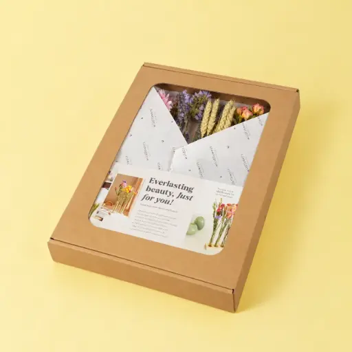 [FLBV50-P] Giftbox – Dried Flowers in Giftbox with Vases – Pink