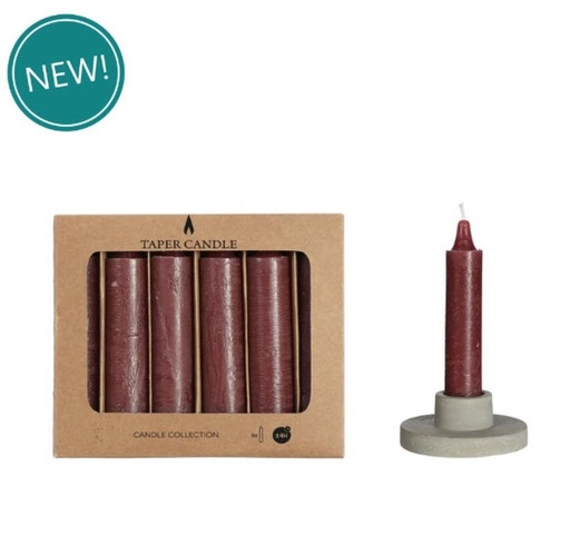 [32561] Taper candle h.11cm Ø2.15 cm bordeaux set 6