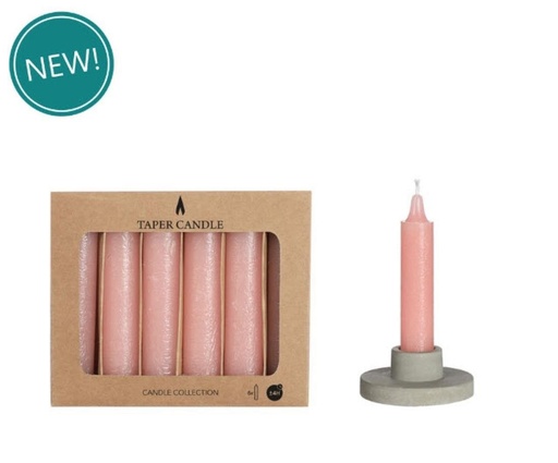 [32570] Taper candle h.11cm Ø2.15 cm pink set 6