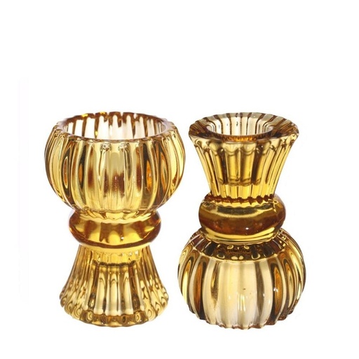 [34052] Candle Holder Nora Ø6 x h.8 cm Ocre