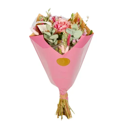 [RB30-M-P] Romantic Bouquet Medium - Pink Rose Artificial