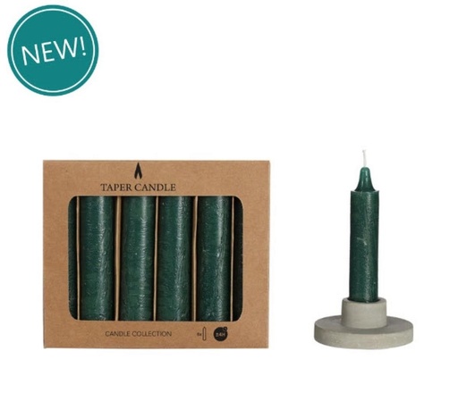 [32560] Taper candle h.11cm Ø2.15 cm moss green set 6