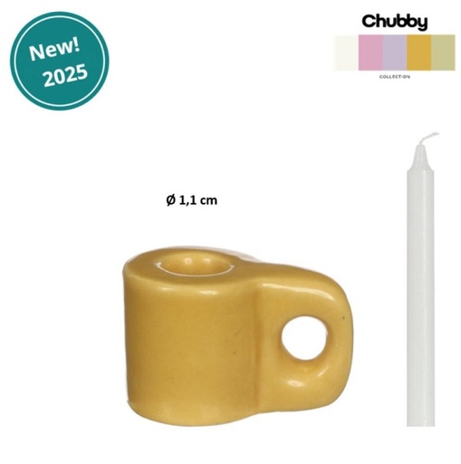 [38064] Chubby candle holder l.8 x w.5.5 x h.3.3 cm mustard