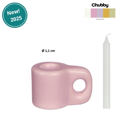 [38063] Chubby candle holder l.8 x w.5.5 x h.3.3 cm pink