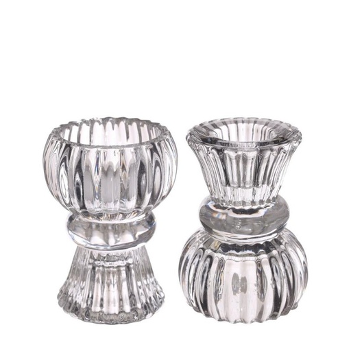 [34050] Duo candle holder Nora Ø6 x h.8 cm clear