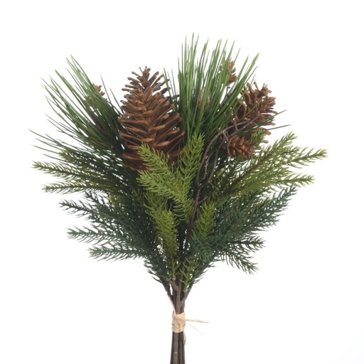[G6137994] Pinus + Cones Bouquet Artificial L43cm Green