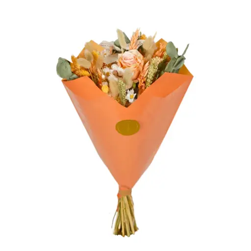 [RB30-M-PH] Romantic Bouquet Medium - Peach Rose Artificial