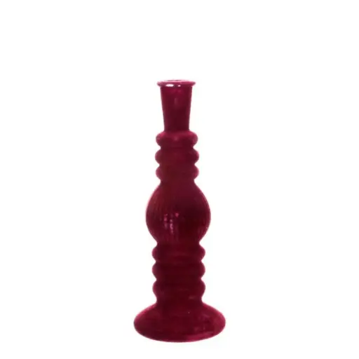 [35281] Florence Candle Vase velvet flock h.23 Ø9 cm cherry