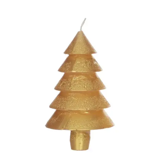 [32159] Gold metallic tree candle h.12 Ø7 cm