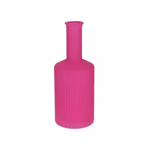[665462100] Vase Caro Lines Neck Matte Fuchsia 20.5cm