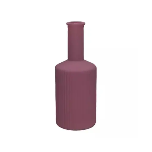 [665462400] Vase Caro Lines Neck Matte Aubergine 20.5cm