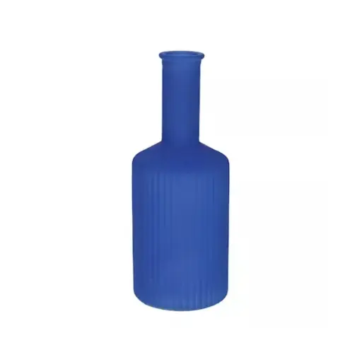 [665461800] Vase Caro Lines Neck Matte Cobalt Blue 20.5cm