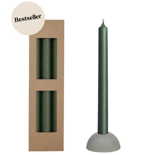 [32400] Bliss dinner candle Ø2,2 h.25 cm Moss Green set 3
