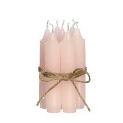 [32170] Taper candle h.11 cm set 7 White pink