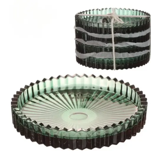 [34108] Set of 4 Glass Dishes Kate Ø10 x H6.5 cm –  Dark Green