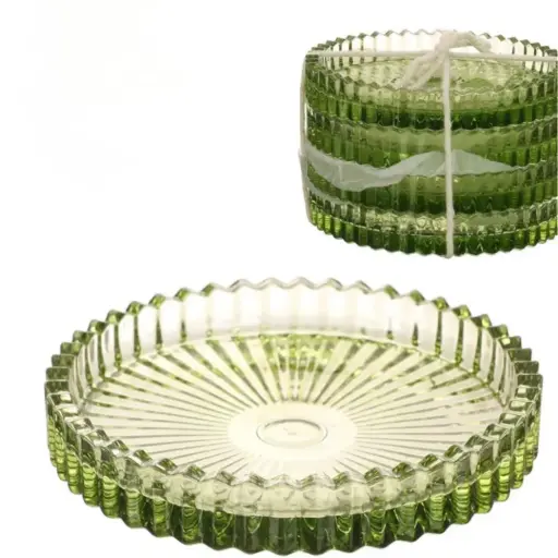 [34105] Set of 4 Glass Dishes Kate Ø10 x H6.5 cm – Soft Green