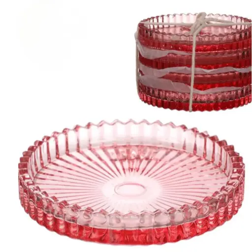 [34101] Set of 4 Glass Dishes Kate Ø10 x H6.5 cm – Pink